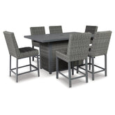 Palazzo Outdoor Counter Height Dining Table with 6 Barstools Ash-P520P2