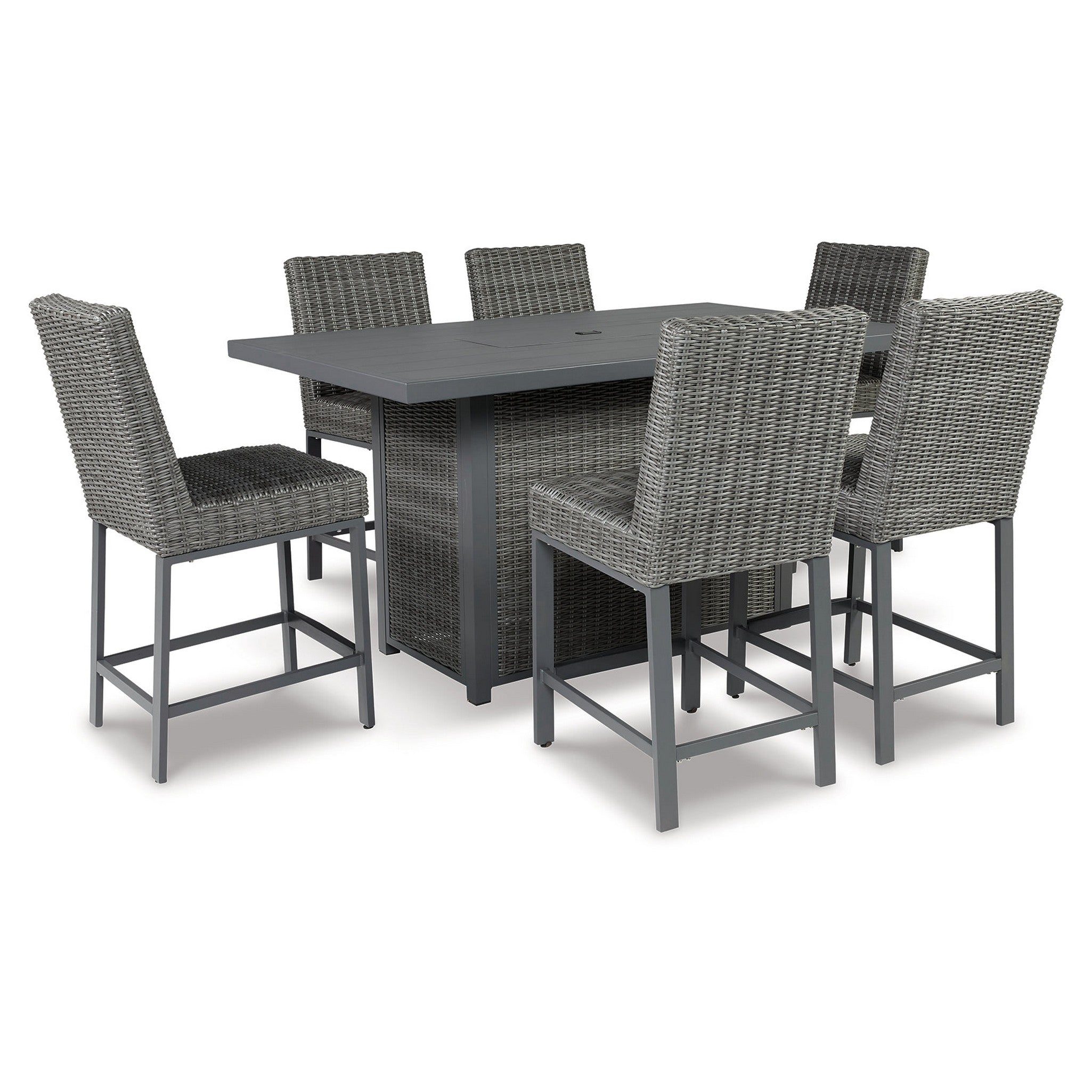 Palazzo Outdoor Counter Height Dining Table with 6 Barstools Ash-P520P2