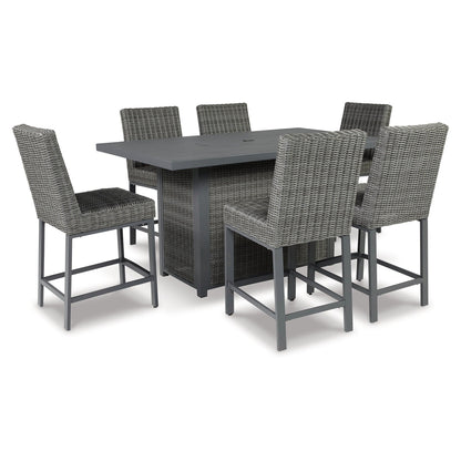 Palazzo Outdoor Counter Height Dining Table with 6 Barstools Ash-P520P2