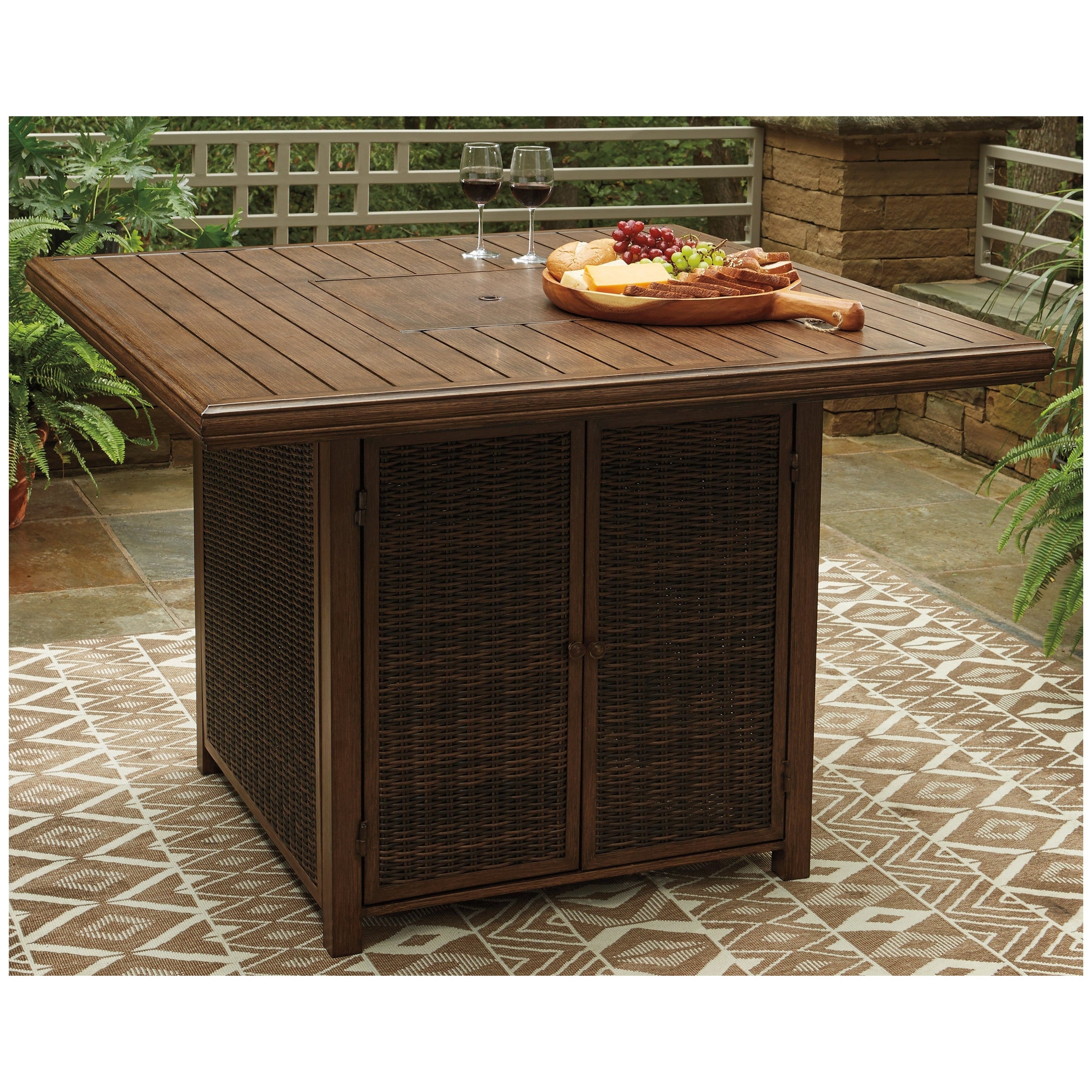 Paradise Trail Bar Table with Fire Pit Ash-P750-665