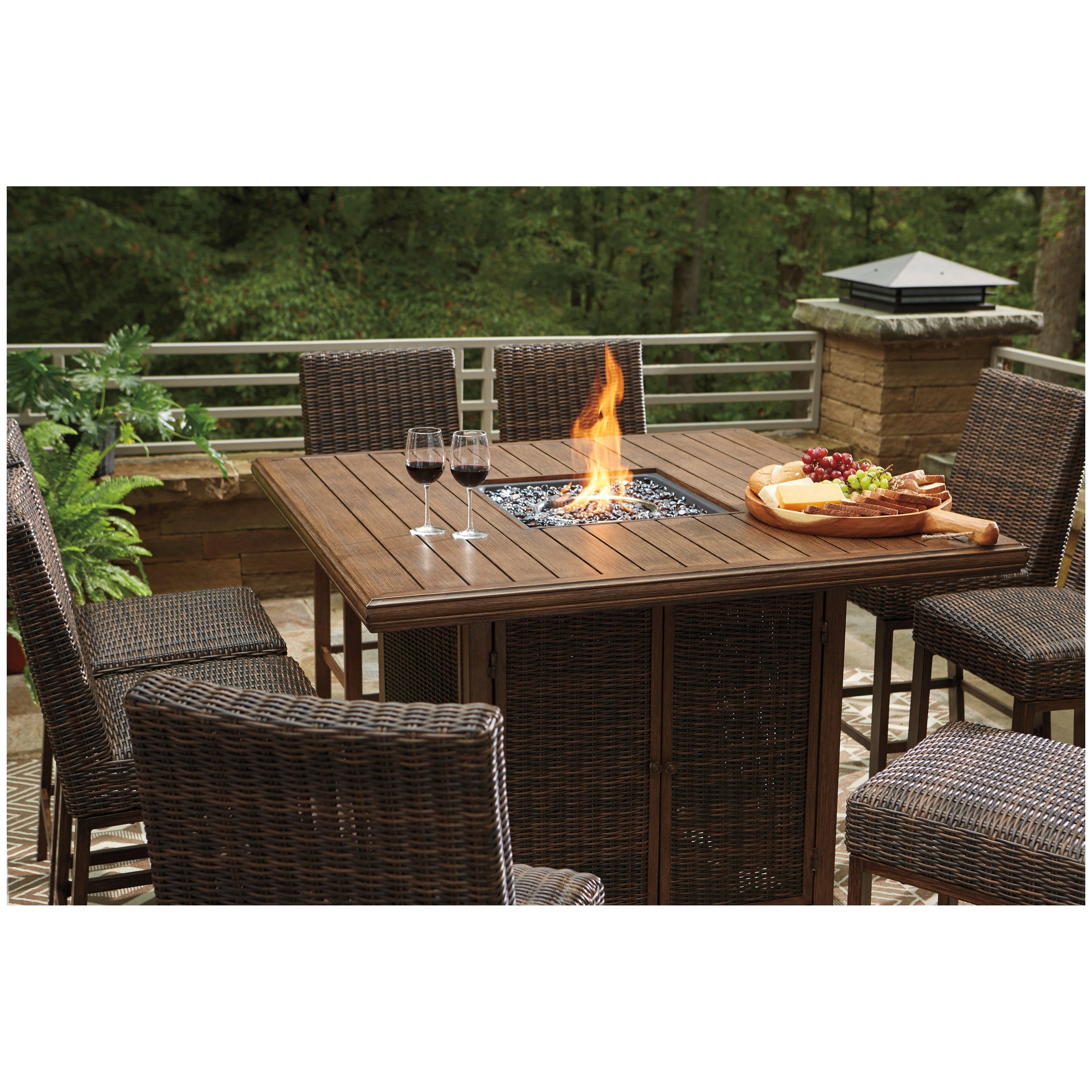 Paradise Trail Bar Table with Fire Pit Ash-P750-665