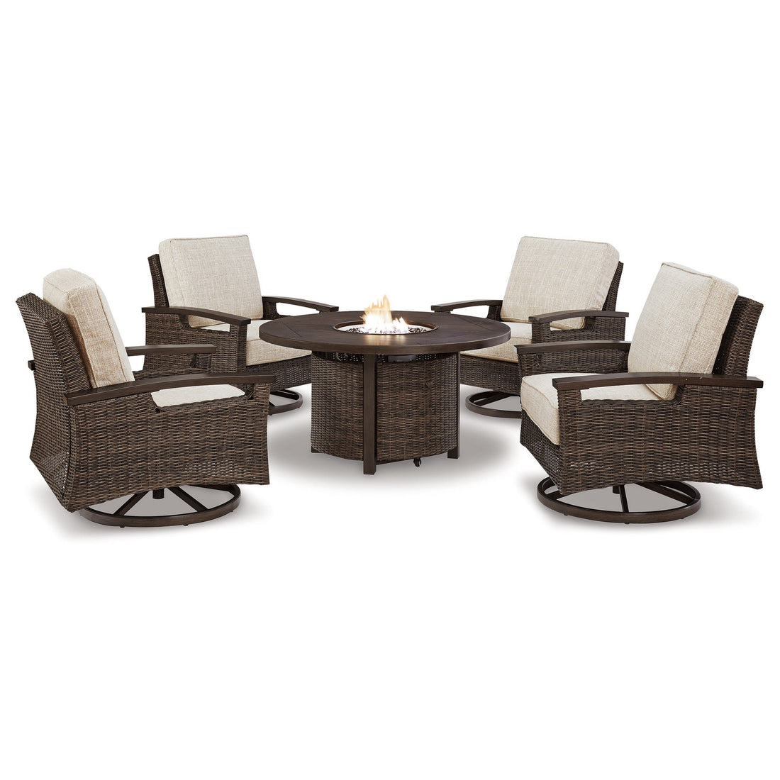 Paradise Trail Outdoor Fire Pit Table with 4 Lounge Chairs Ash-P750P7