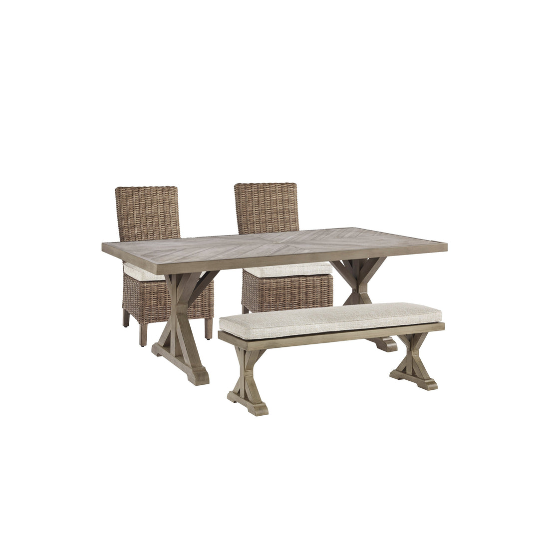 Beachcroft Outdoor Dining Table with 2 Chairs and 2 Benches Ash-P791P3