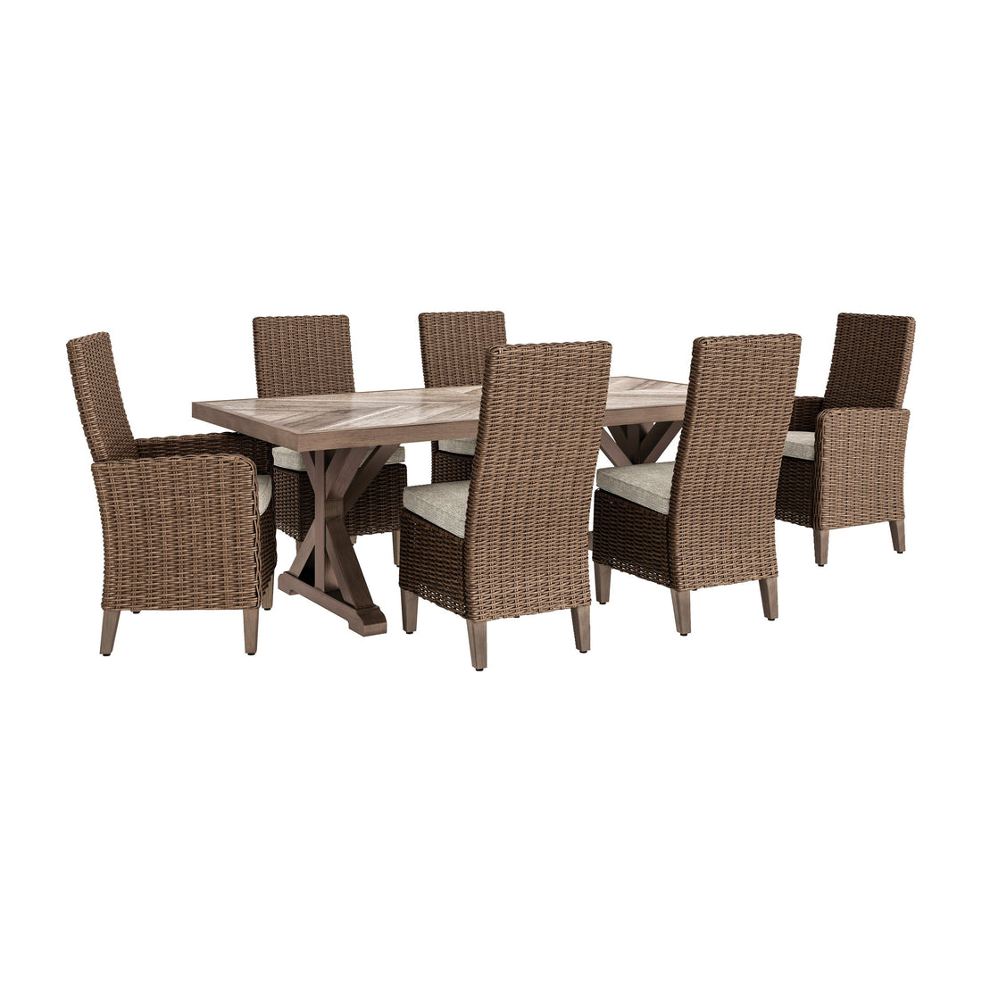 Beachcroft Outdoor Dining Table with 6 Chairs Ash-P791P2