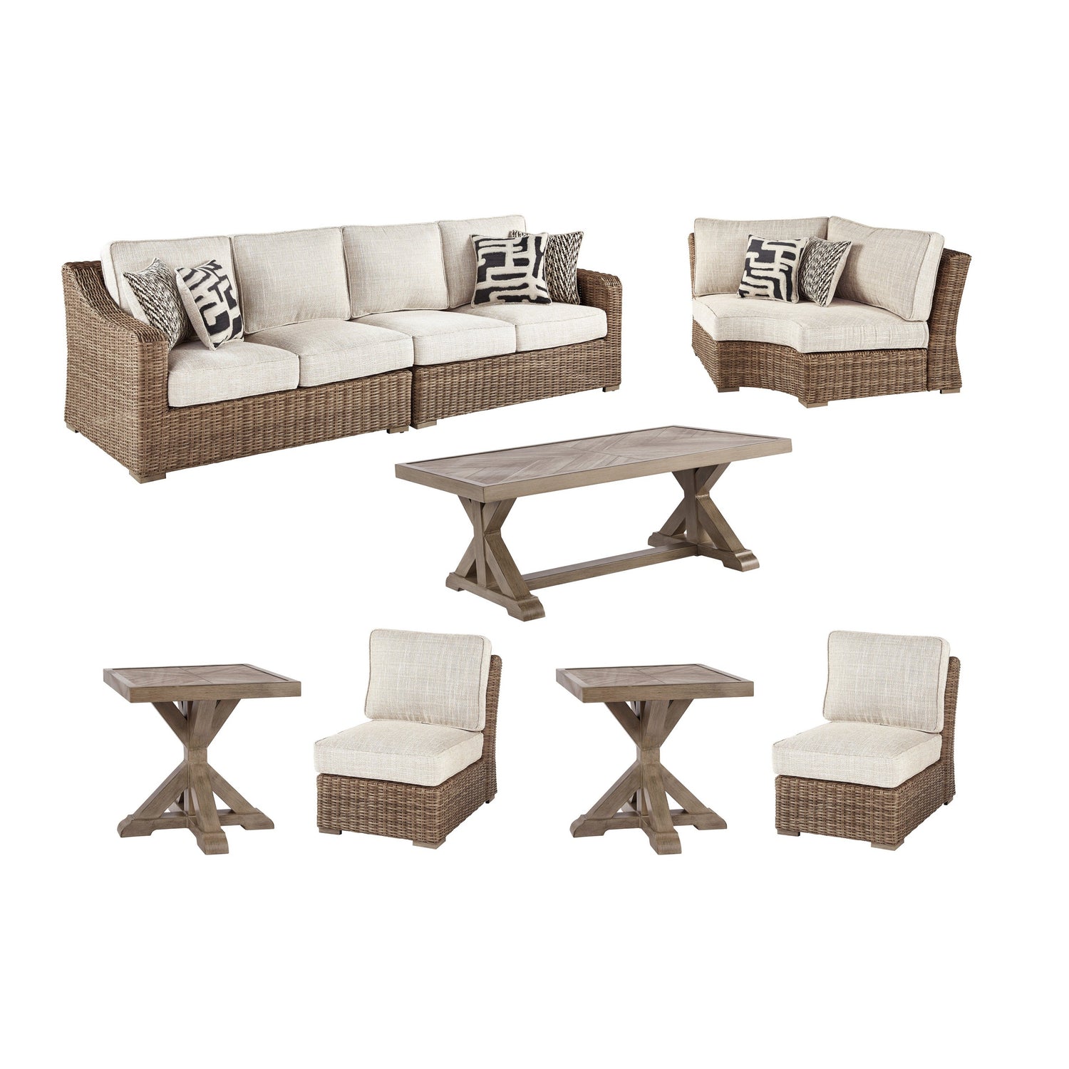 Beachcroft 5-Piece Outdoor Sectional with Coffee Table and 2 End Tables Ash-P791P10