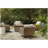 Beachcroft 5-Piece Outdoor Fire Pit Table with 4 Chairs Ash-P791P17