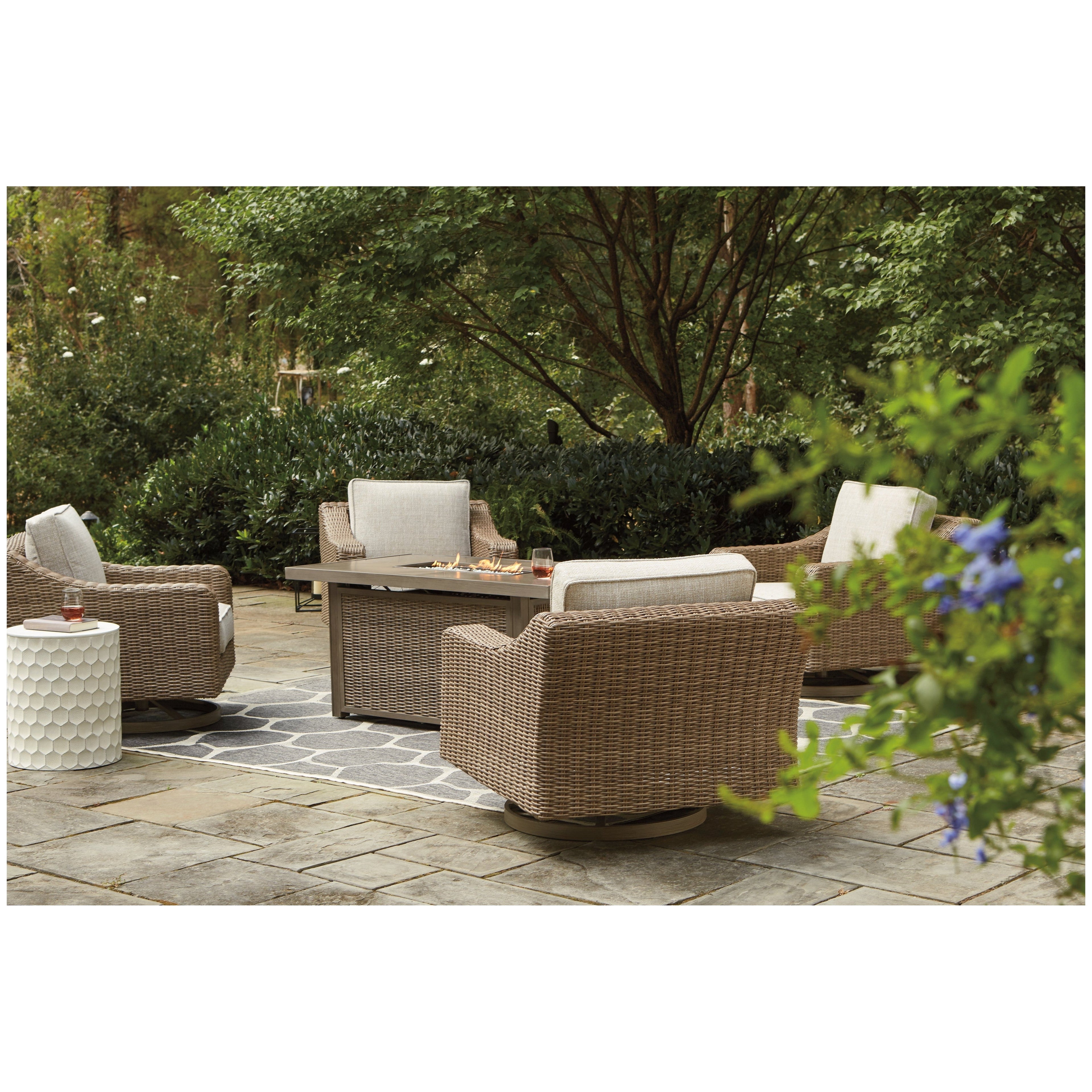 Beachcroft 5-Piece Outdoor Fire Pit Table with 4 Chairs Ash-P791P17