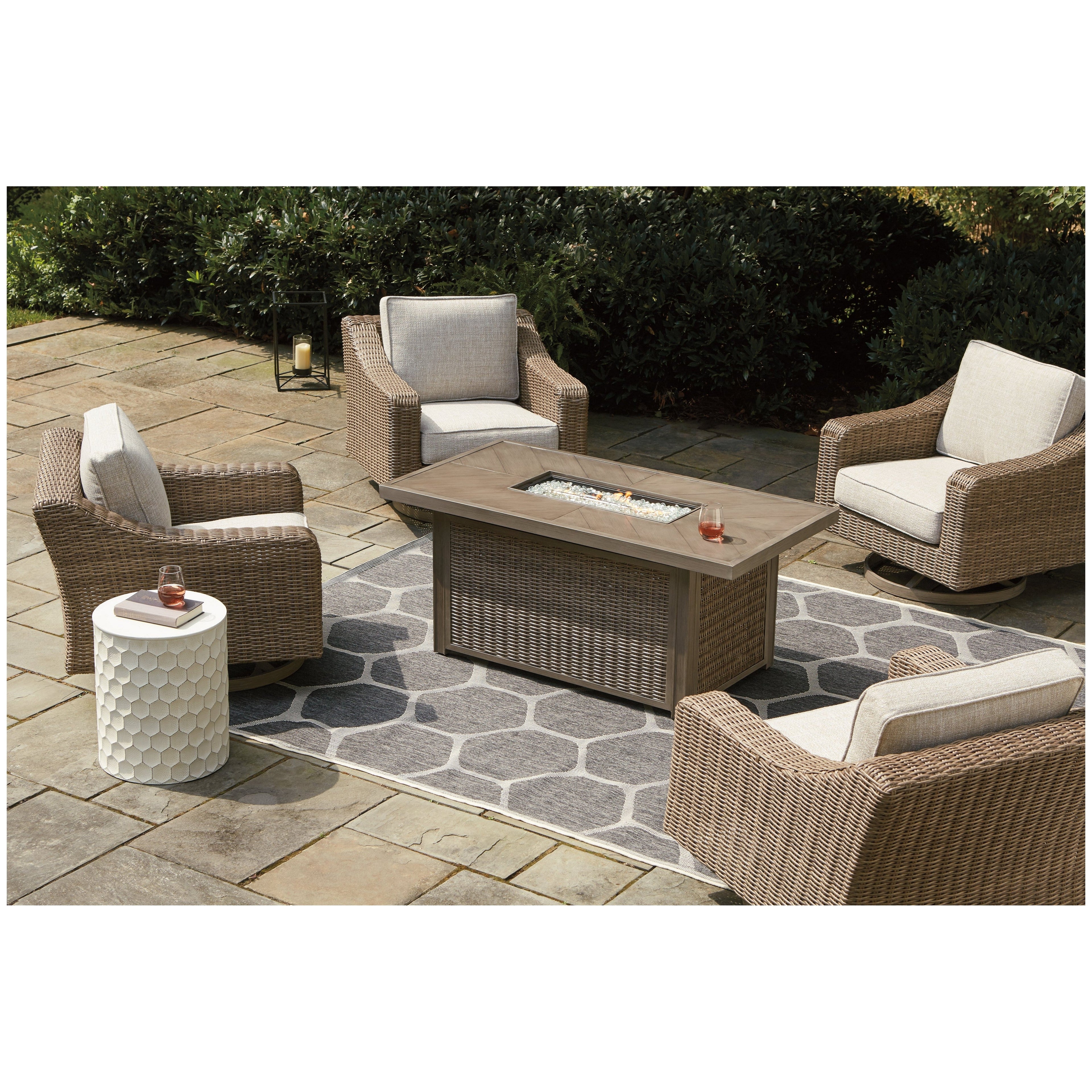 Beachcroft 5-Piece Outdoor Fire Pit Table with 4 Chairs Ash-P791P17