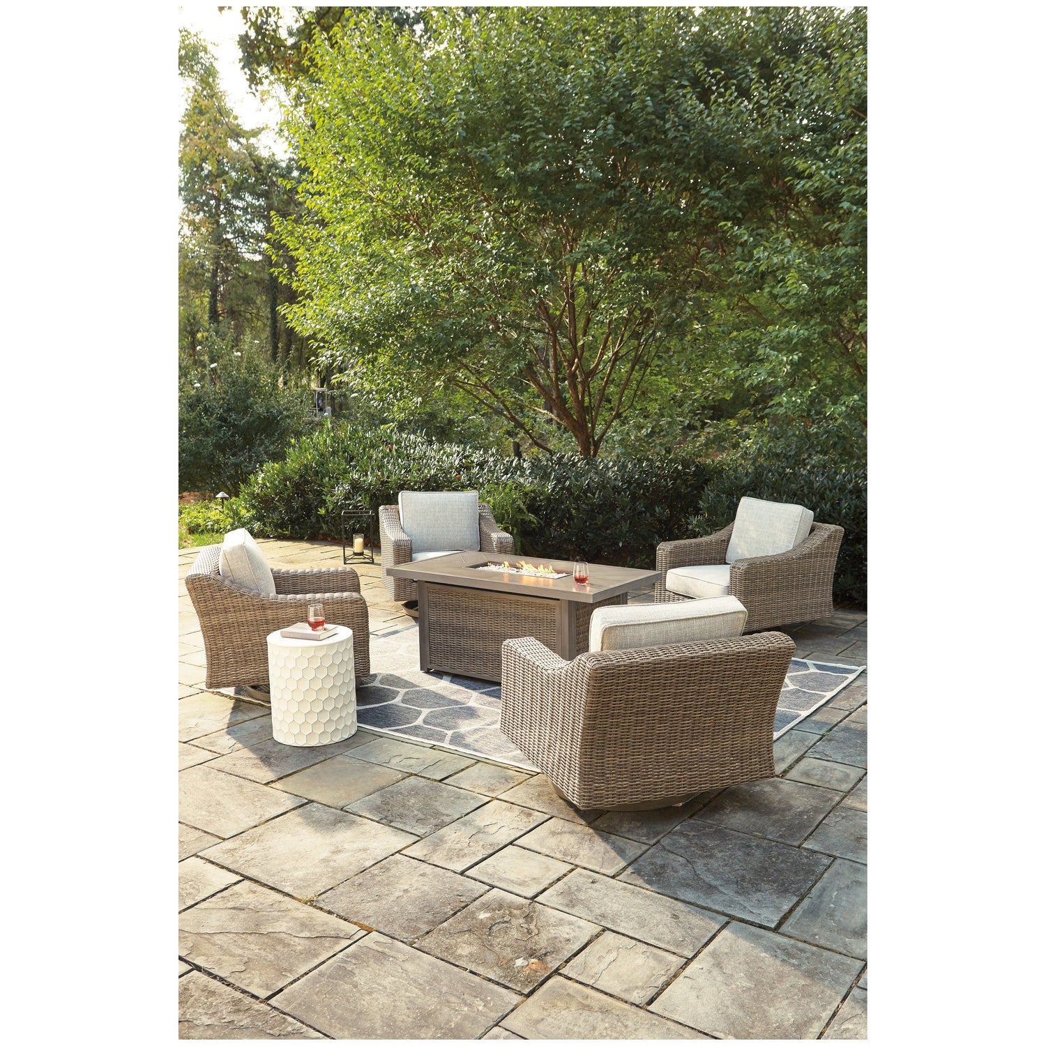 Beachcroft 5-Piece Outdoor Fire Pit Table with 4 Chairs Ash-P791P17