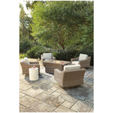 Beachcroft 5-Piece Outdoor Fire Pit Table with 4 Chairs Ash-P791P17