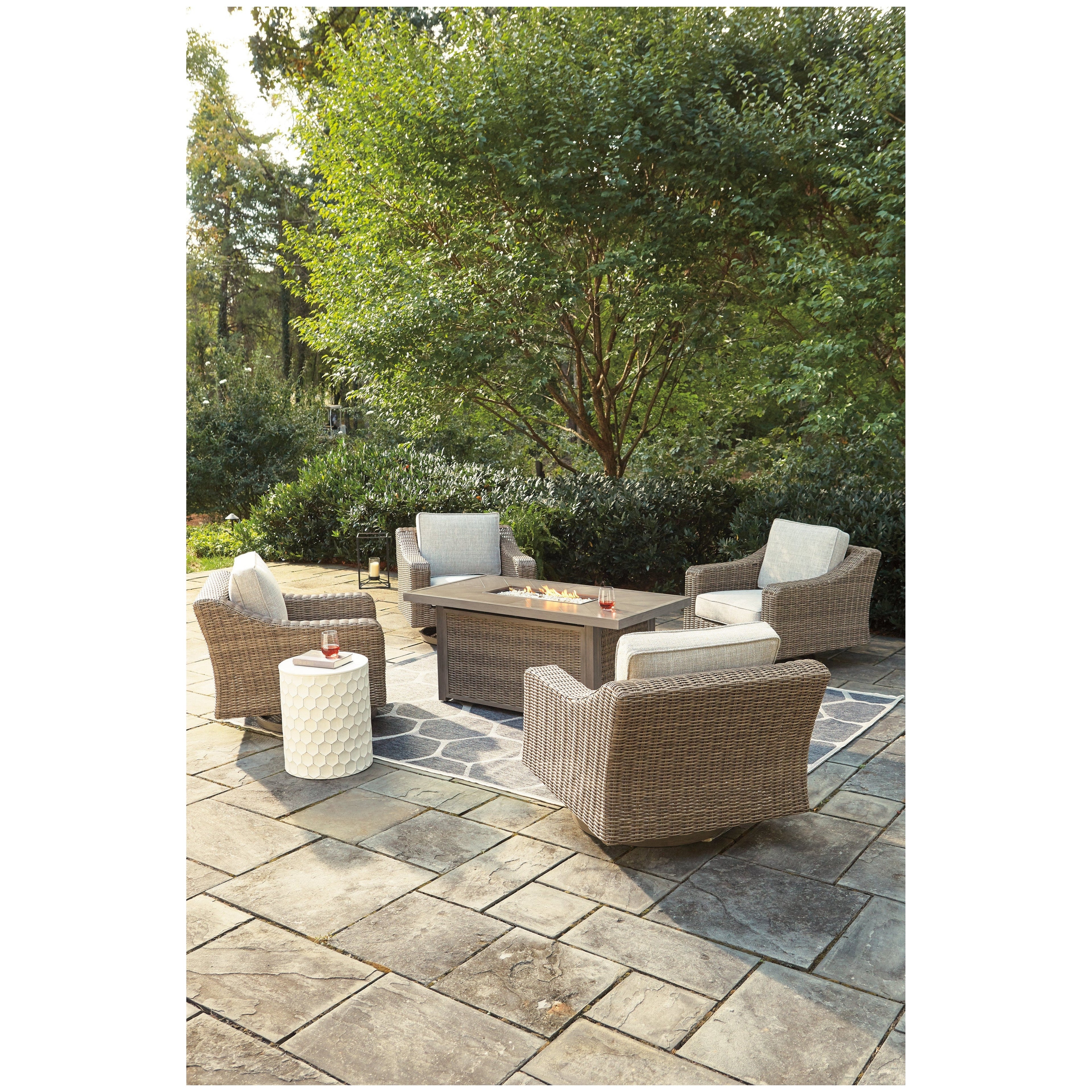 Beachcroft 5-Piece Outdoor Fire Pit Table with 4 Chairs Ash-P791P17