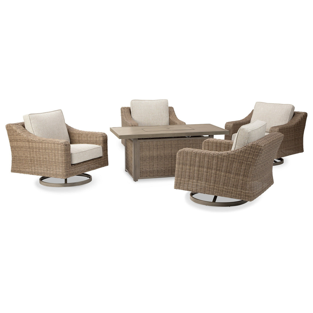 Beachcroft 5-Piece Outdoor Fire Pit Table with 4 Chairs Ash-P791P17