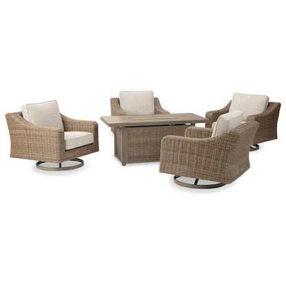 Beachcroft 5-Piece Outdoor Fire Pit Table with 4 Chairs Ash-P791P17
