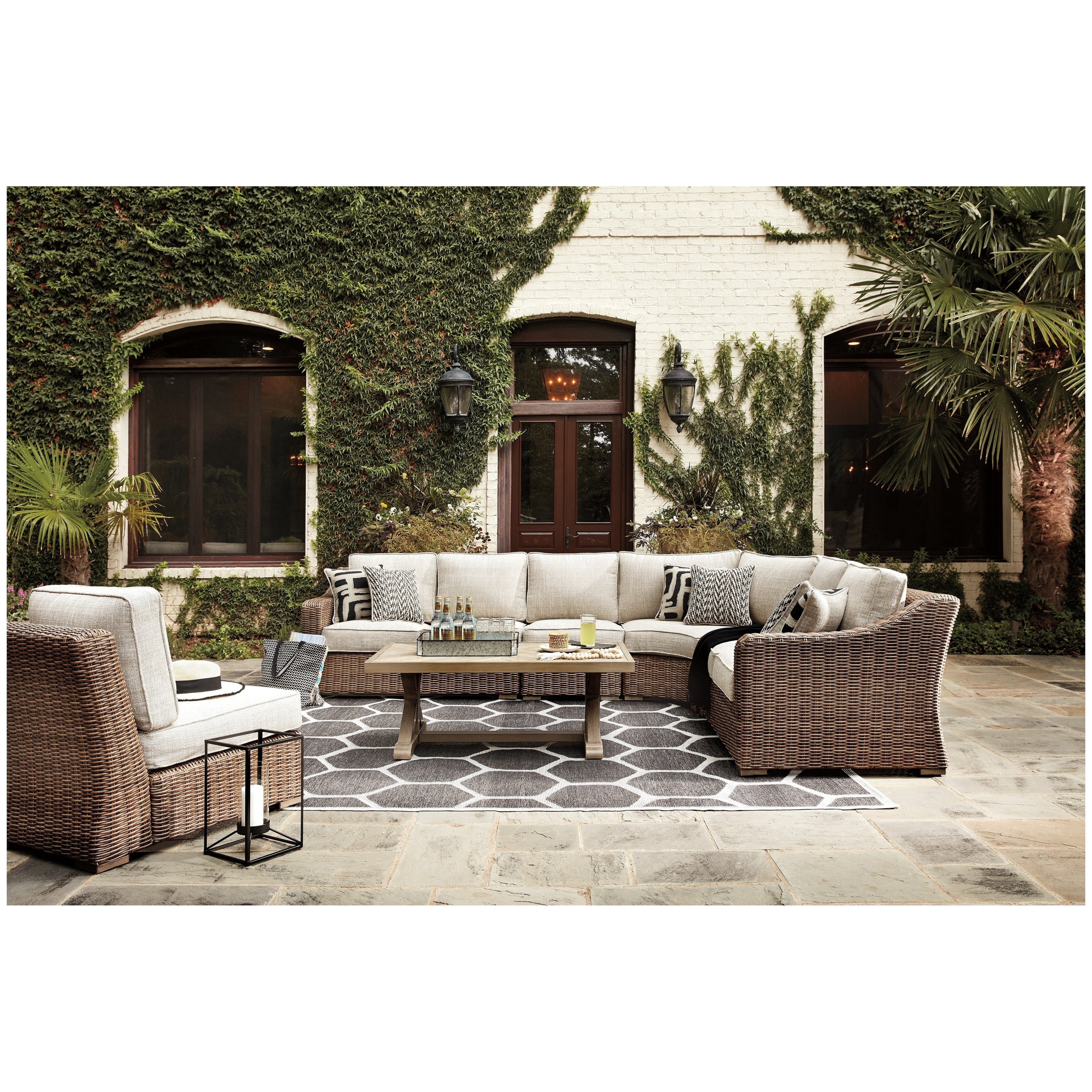 Beachcroft 3-Piece Outdoor Sectional with Coffee Table and 2 End Tables Ash-P791P9