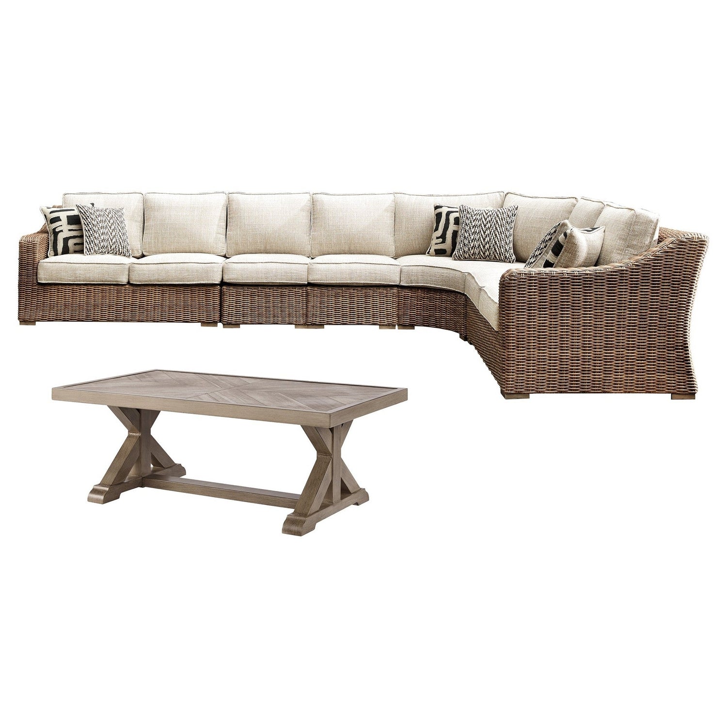 Beachcroft 3-Piece Outdoor Sectional with Coffee Table and 2 End Tables Ash-P791P9