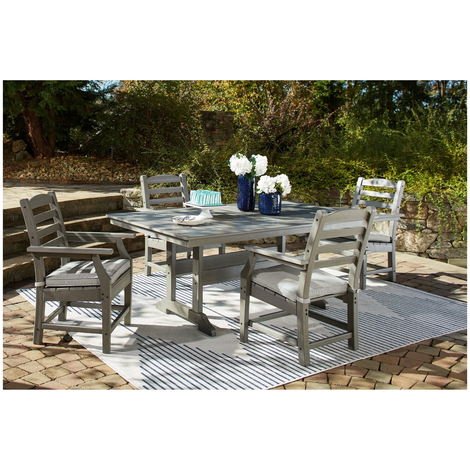 Visola Outdoor Dining Table with 4 Chairs Ash-P802P4