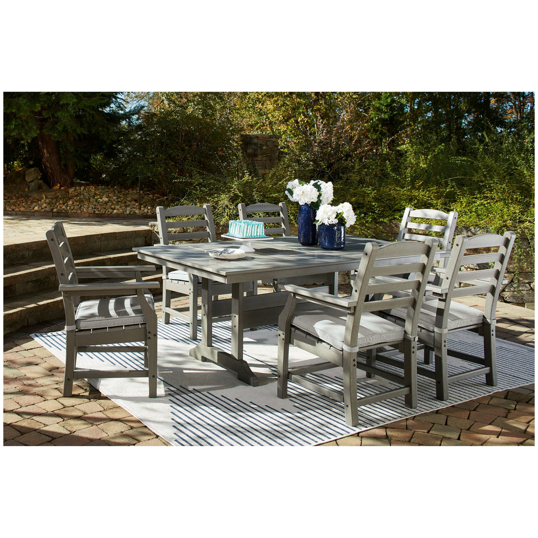 Visola Outdoor Dining Table with 6 Chairs Ash-P802P3