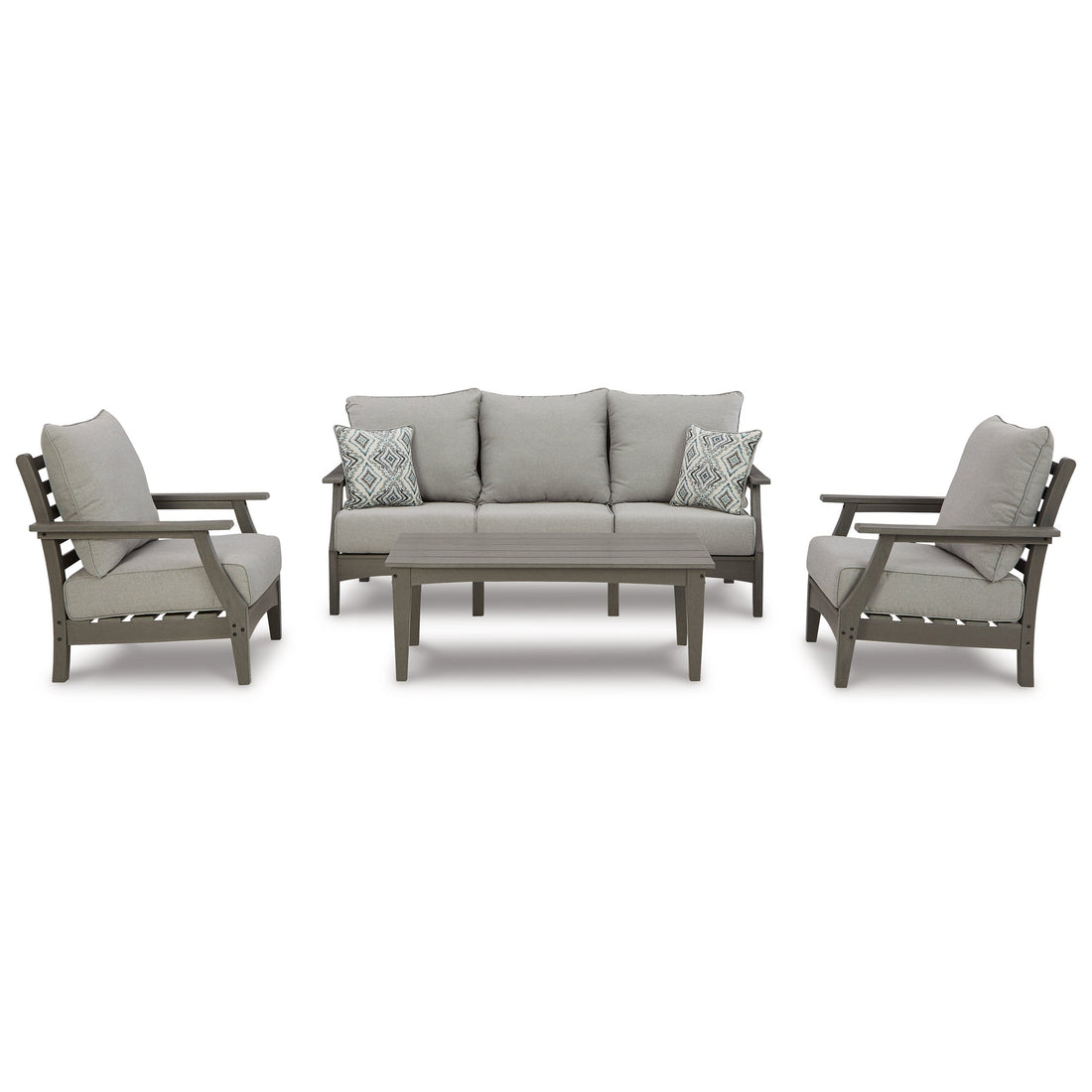 Visola Outdoor Sofa, 2 Lounge Chairs and Coffee Table Ash-P802P2
