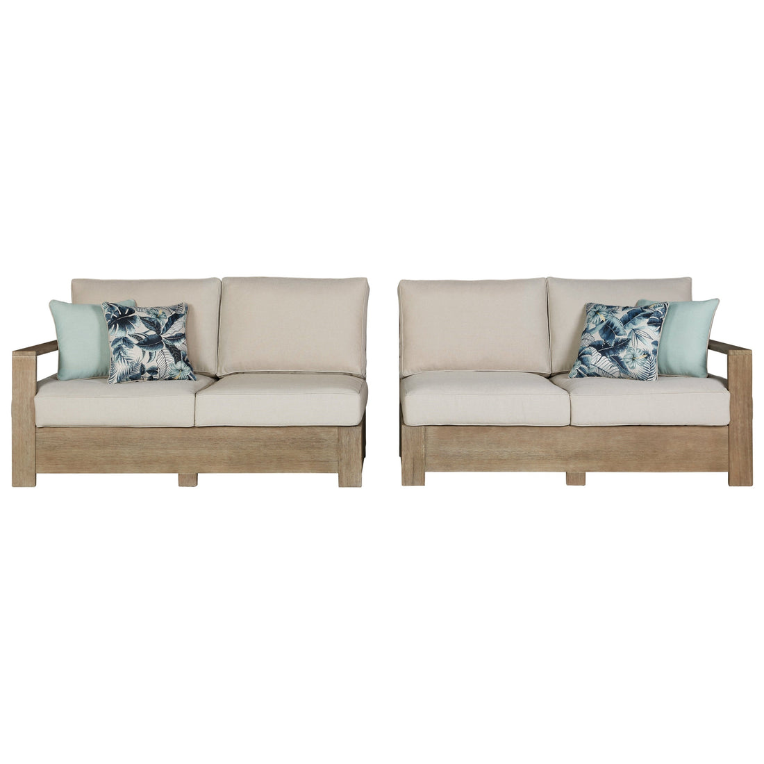 Silo Point Right-Arm Facing/Left-Arm Facing Outdoor Loveseat with Cushion (Set of 2) Ash-P804-854
