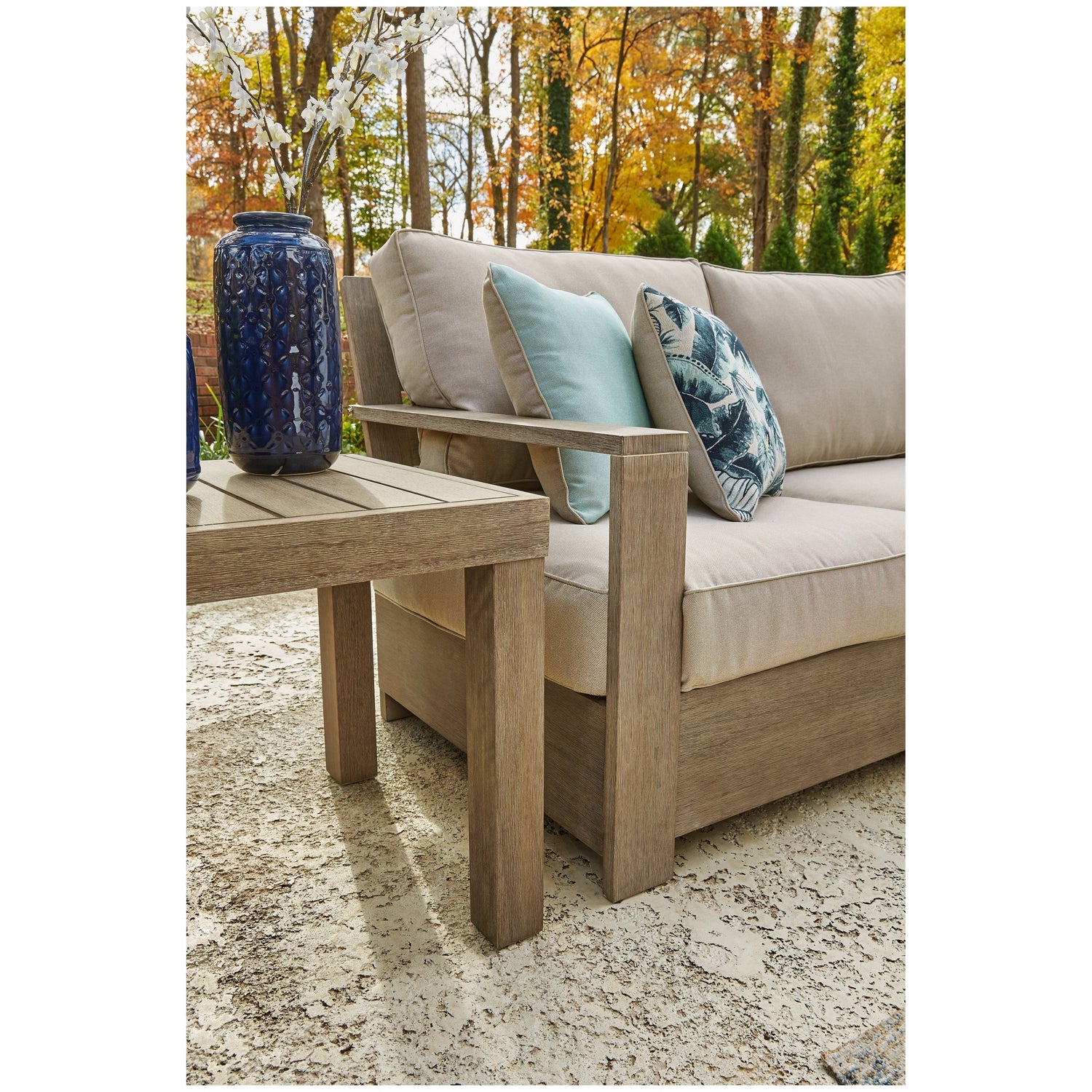Silo Point Right-Arm Facing/Left-Arm Facing Outdoor Loveseat with Cushion (Set of 2) Ash-P804-854