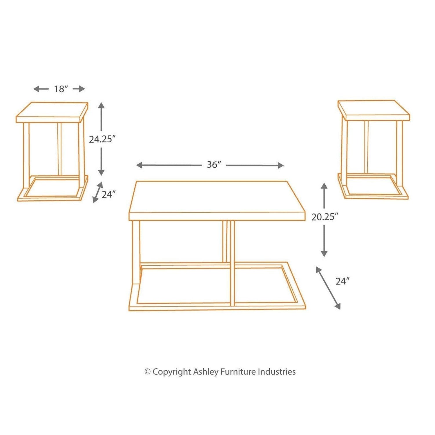 Airdon Table (Set of 3) Ash-T194-13