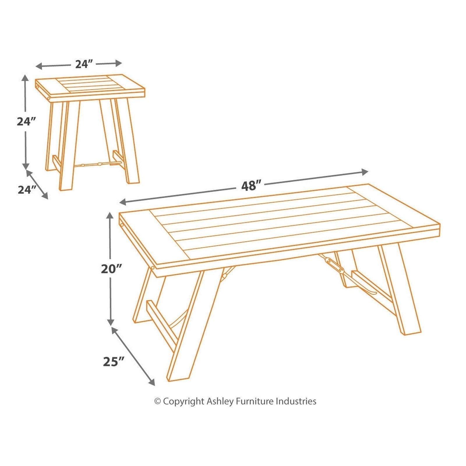 Noorbrook Table (Set of 3) Ash-T351-13