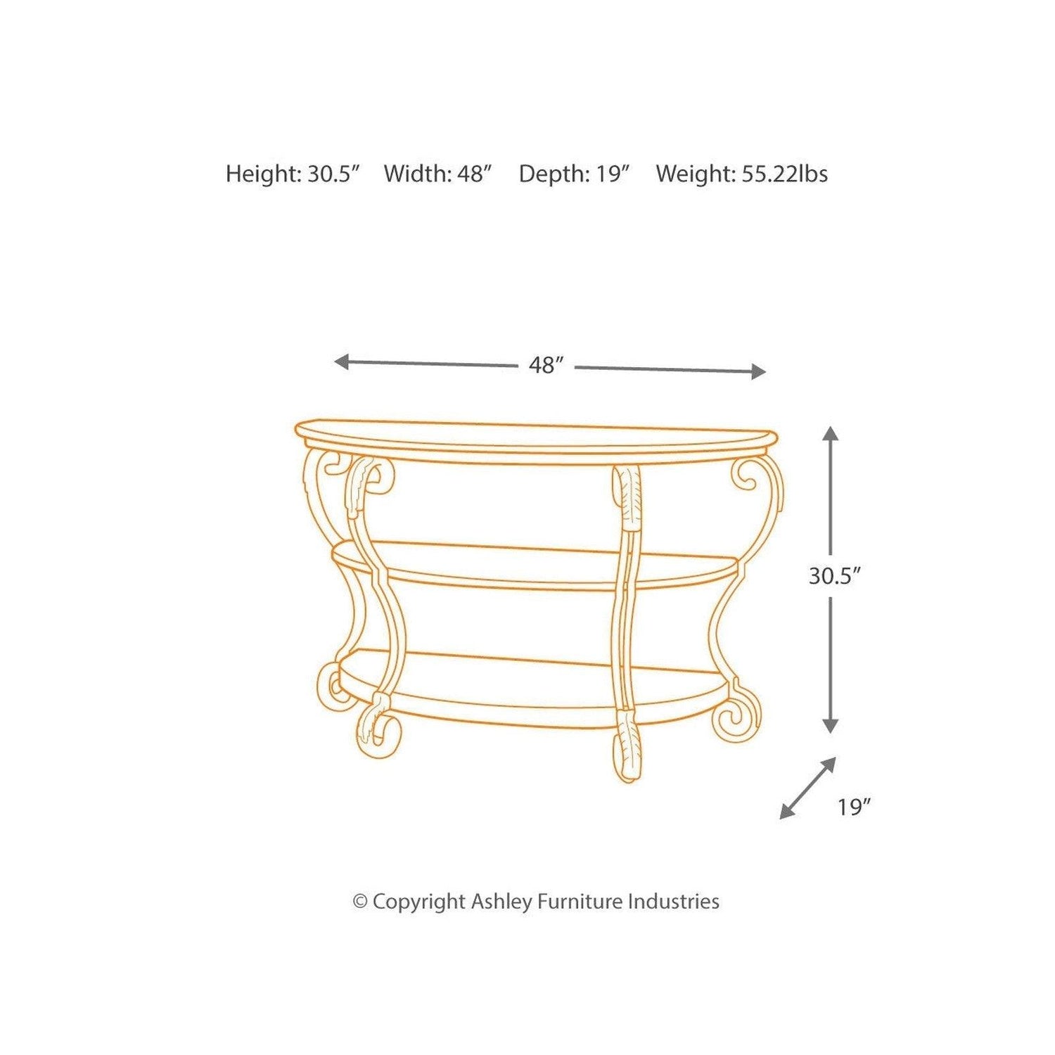 Nestor Sofa/Console Table Ash-T517-4