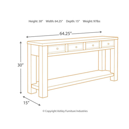 Gavelston Sofa/Console Table Ash-T732-4