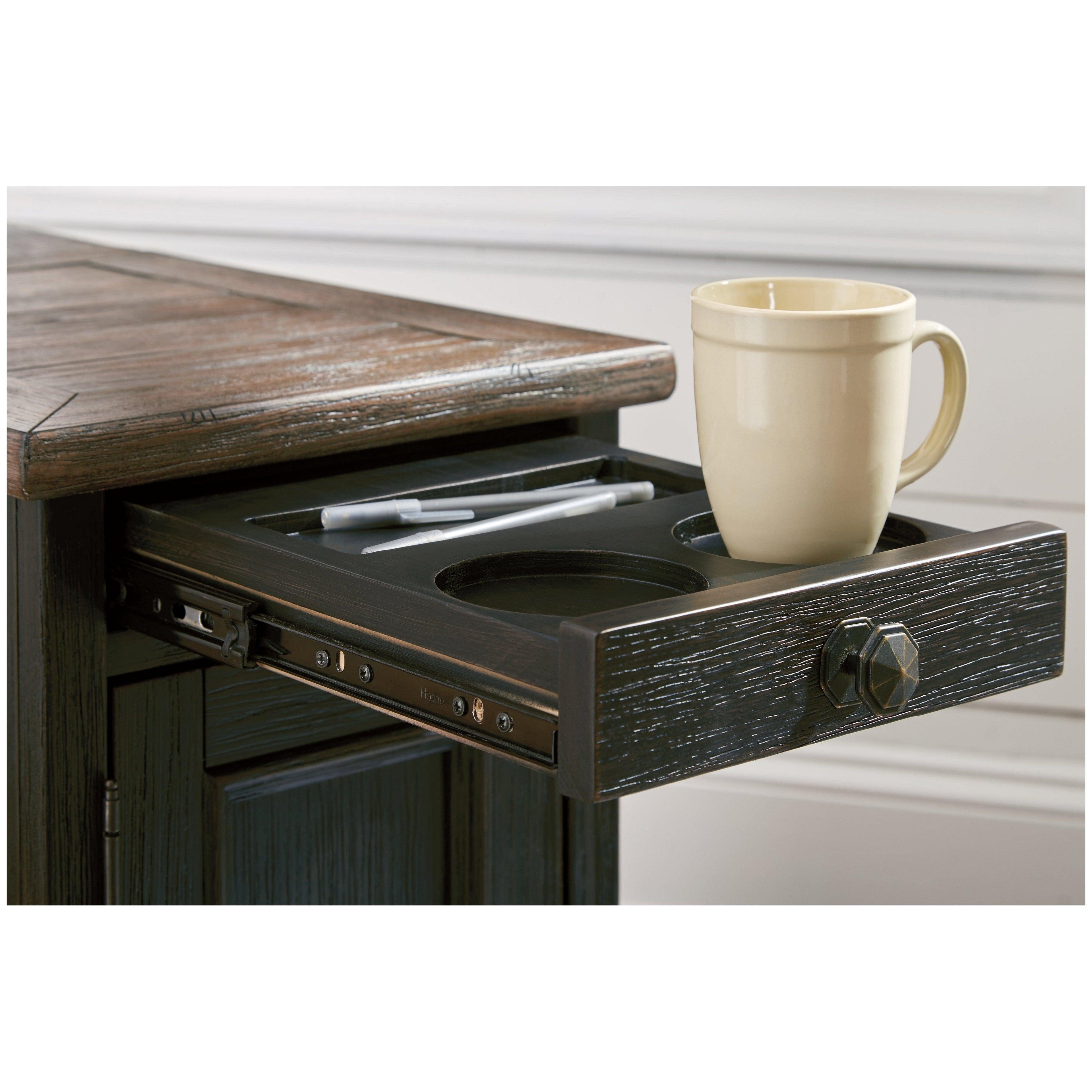 Tyler Creek Chairside End Table with USB Ports &amp; Outlets Ash-T736-7