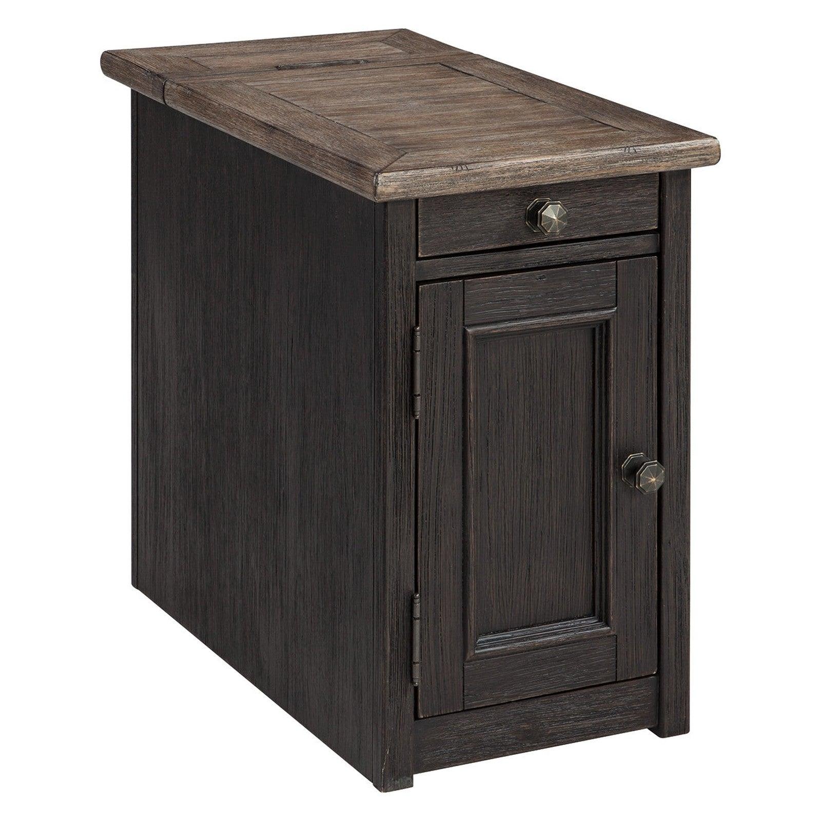 Tyler Creek Chairside End Table with USB Ports &amp; Outlets Ash-T736-7