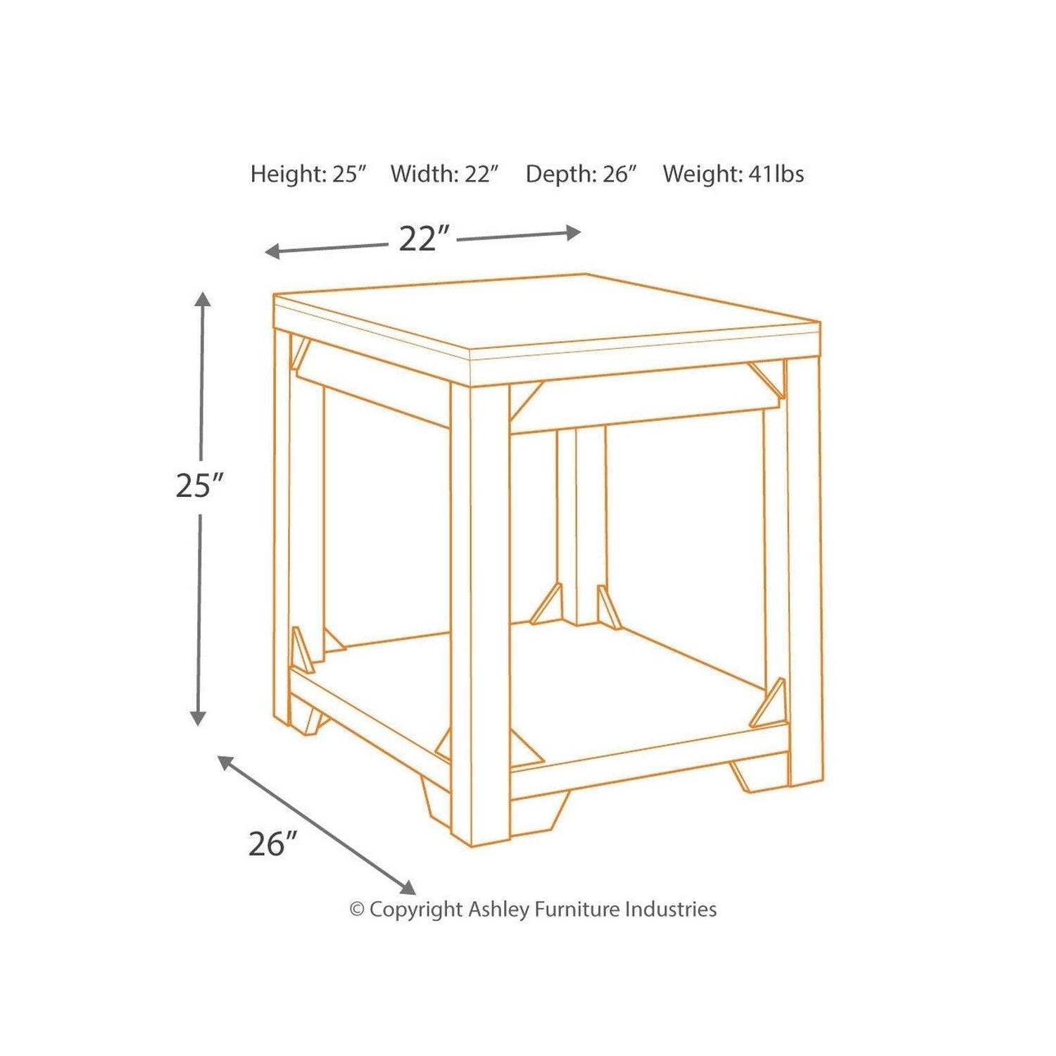 Fregine End Table Ash-T755-3
