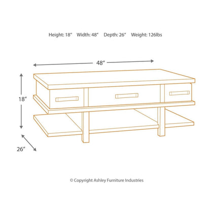 Stanah Coffee Table with Lift Top Ash-T892-9