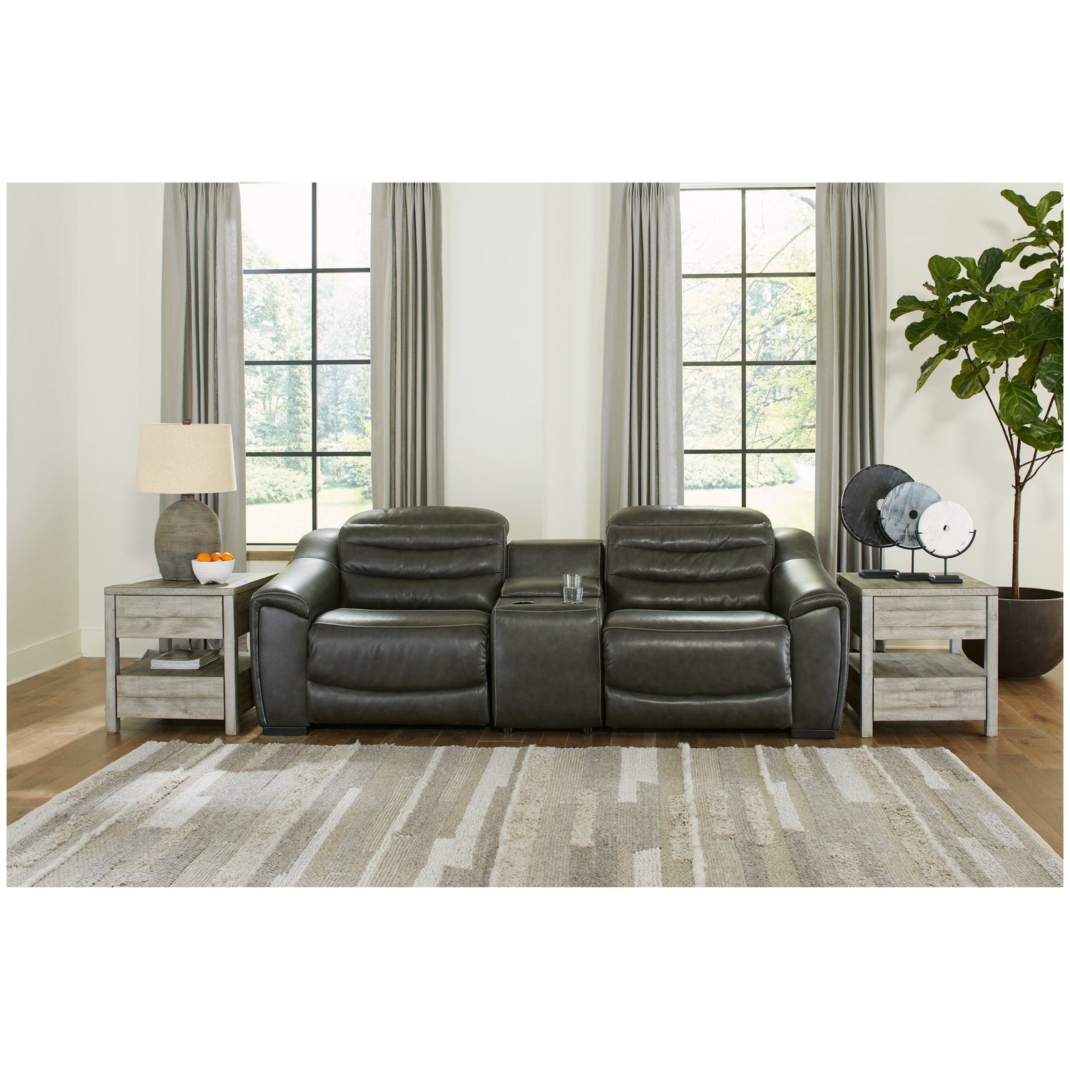 Center Line 3-Piece Power Reclining Loveseat with Console Ash-U63404S2