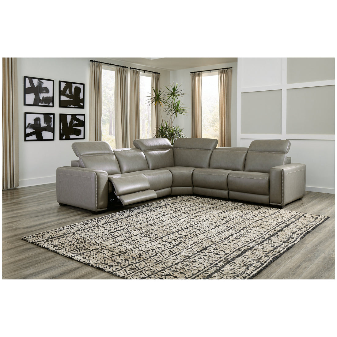 Correze 5-Piece Power Reclining Sectional Ash-U94202S9