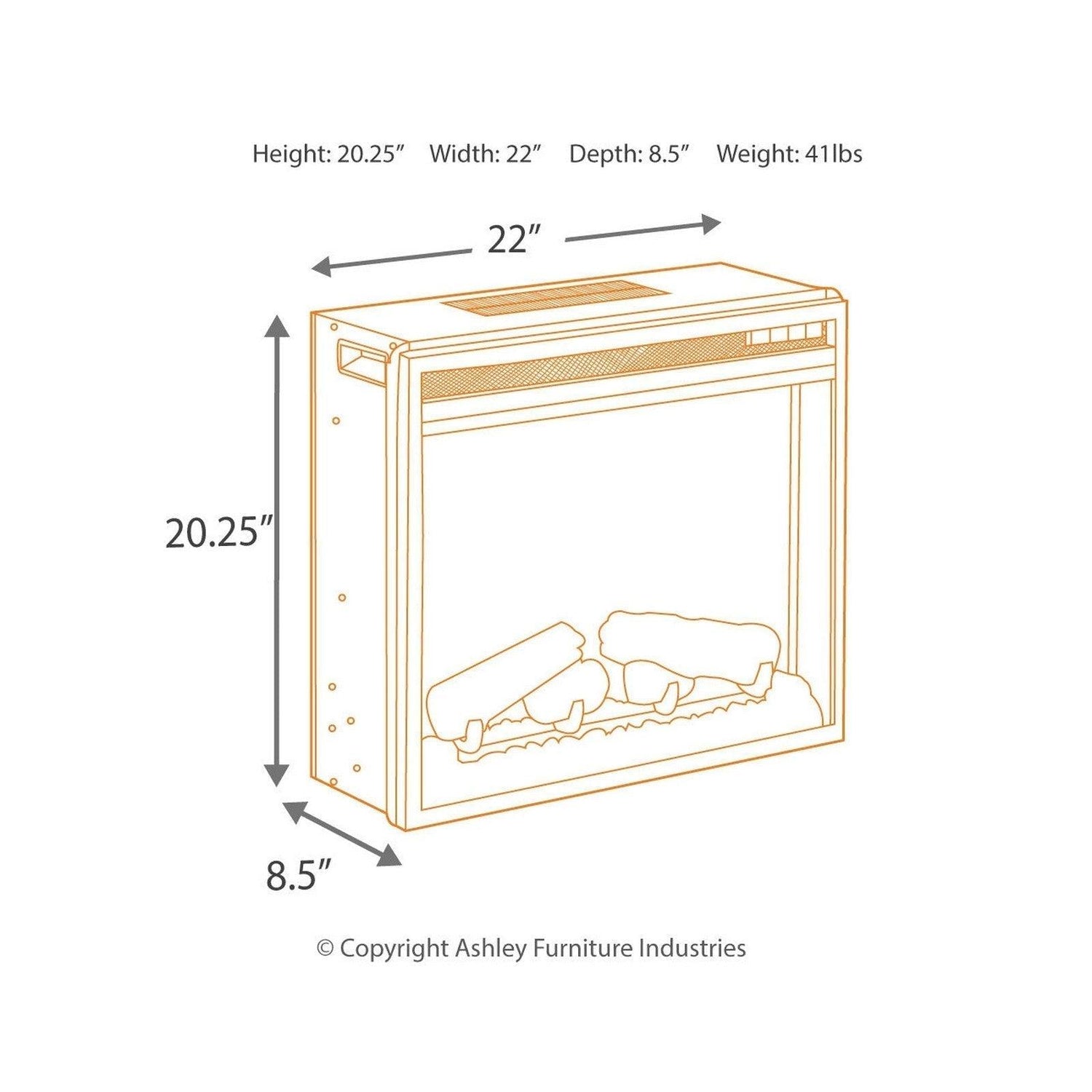 Entertainment Accessories Electric Fireplace Insert Ash-W100-02