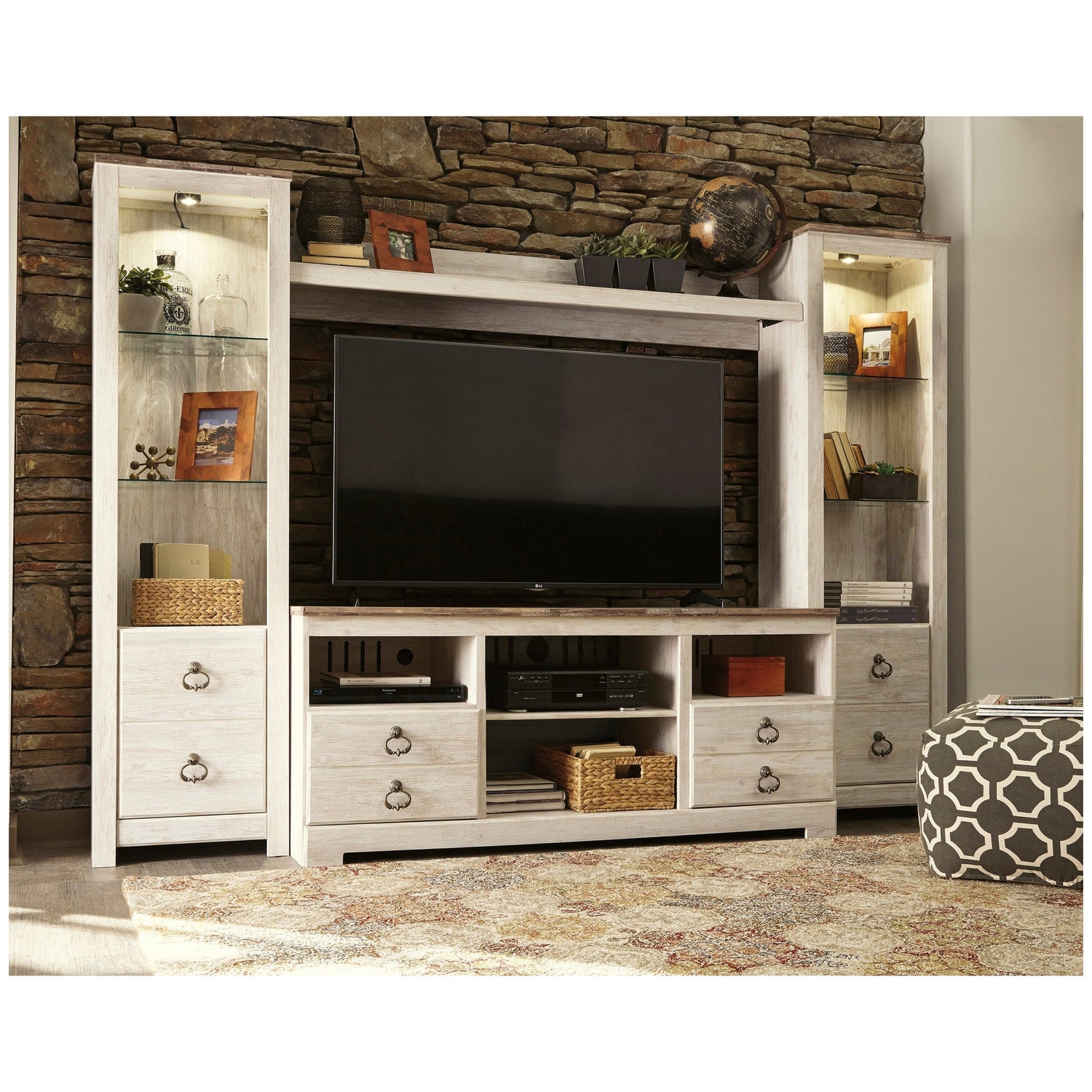 Willowton 4-Piece Entertainment Center Ash-W267W3