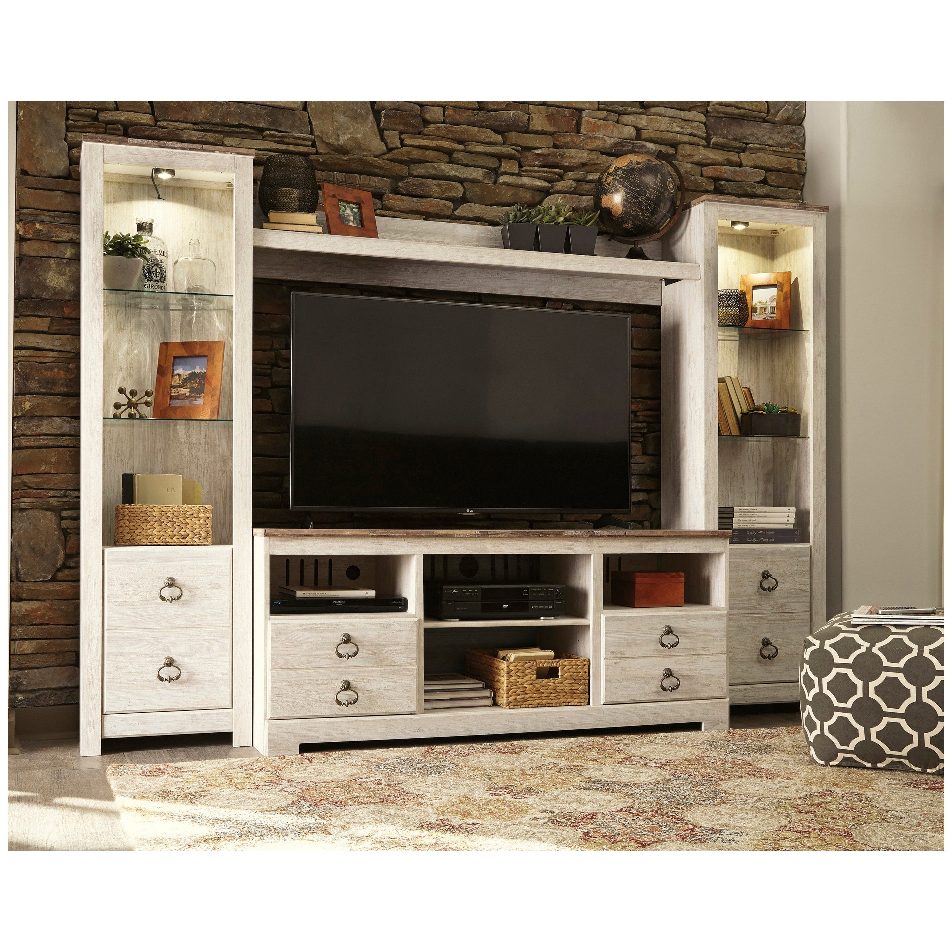 Willowton 4-Piece Entertainment Center Ash-W267W3