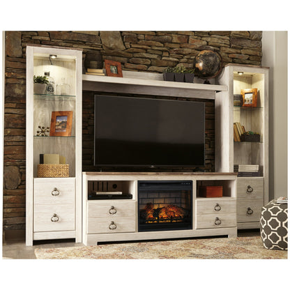 Willowton 4-Piece Entertainment Center with Electric Fireplace Ash-W267W9
