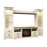 Willowton 4-Piece Entertainment Center with Electric Fireplace Ash-W267W9