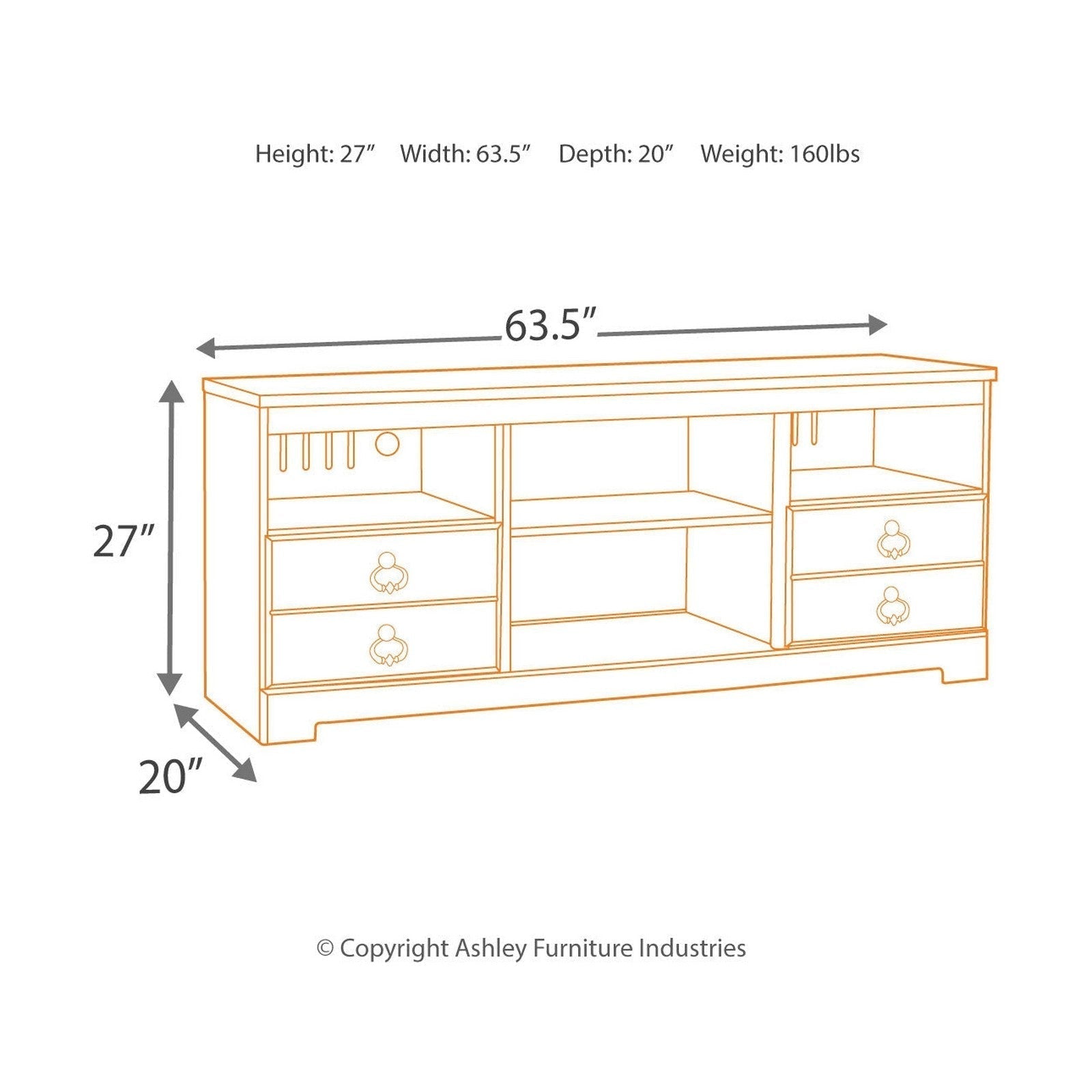 Willowton 64&quot; TV Stand Ash-W267-68