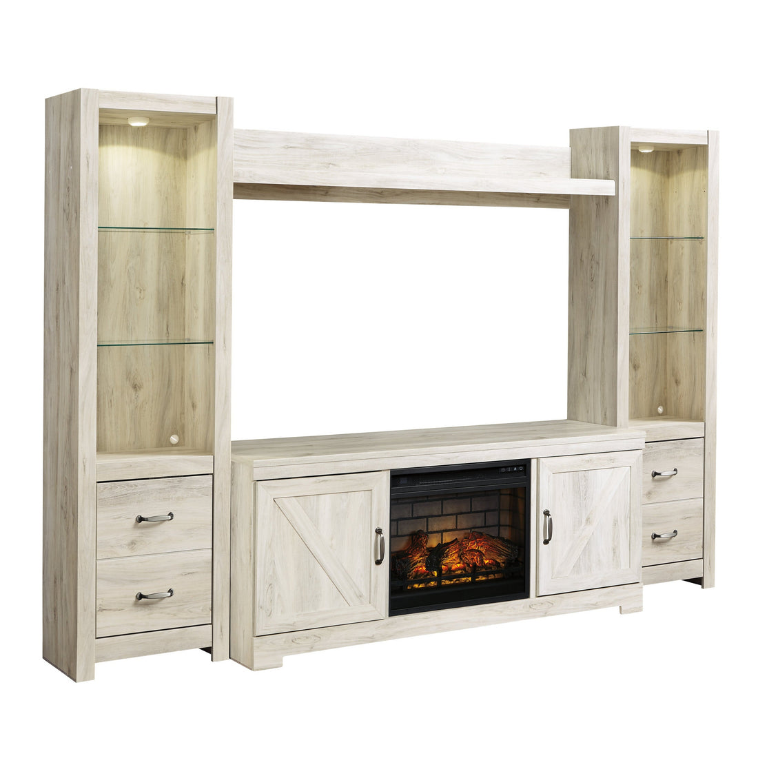 Bellaby 4-Piece Entertainment Center with Electric Fireplace Ash-W331W8