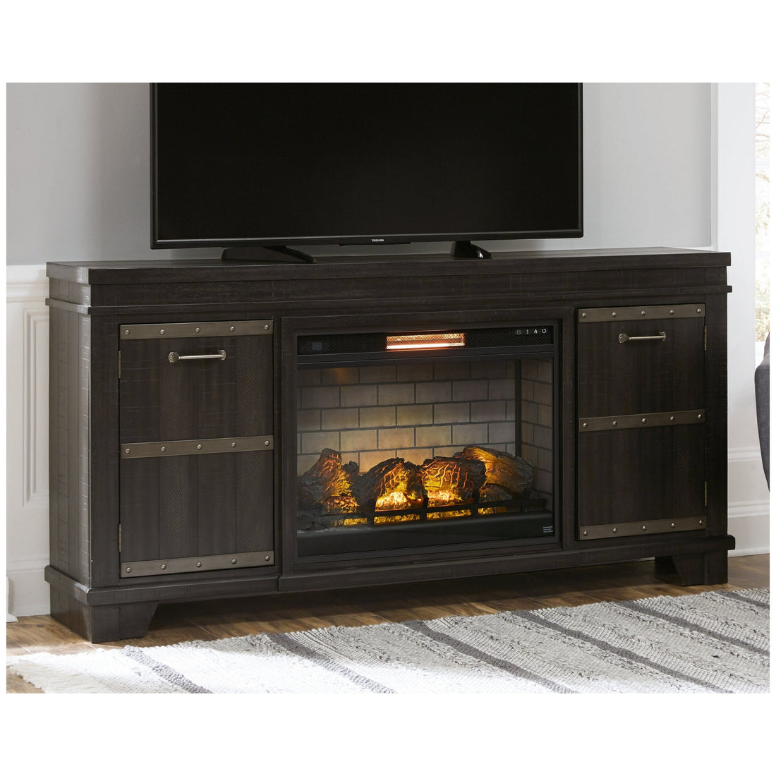 Noorbrook 72&quot; TV Stand with Electric Fireplace Ash-W351W1