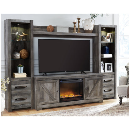 Wynnlow 4-Piece Entertainment Center with Electric Fireplace Ash-W440W5