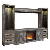 Wynnlow 4-Piece Entertainment Center with Electric Fireplace Ash-W440W5