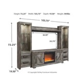 Wynnlow 4-Piece Entertainment Center with Electric Fireplace Ash-W440W5