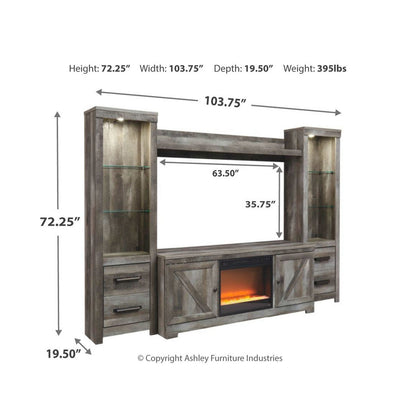 Wynnlow 4-Piece Entertainment Center with Electric Fireplace Ash-W440W5