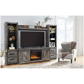 Wynnlow 4-Piece Entertainment Center with Electric Fireplace Ash-W440W5
