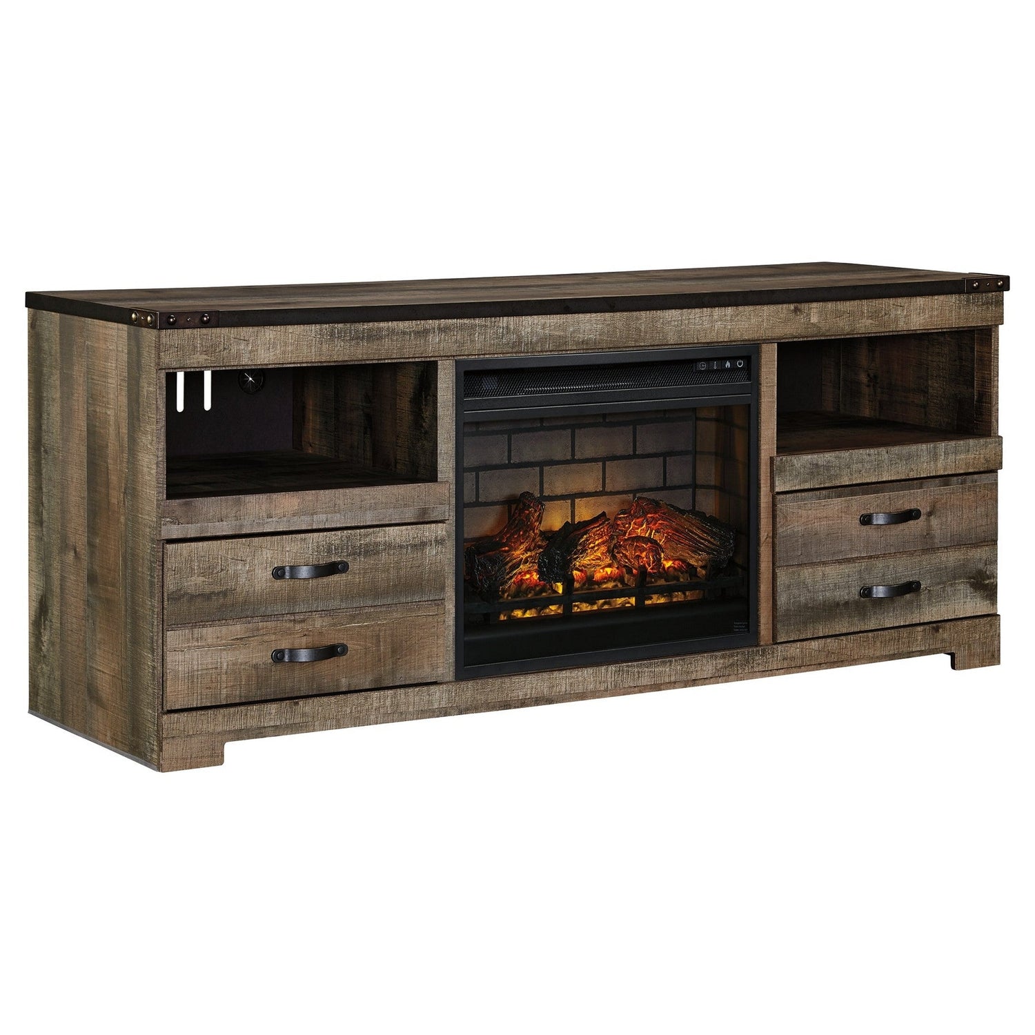 Trinell 63&quot; TV Stand with Electric Fireplace Ash-W446W9