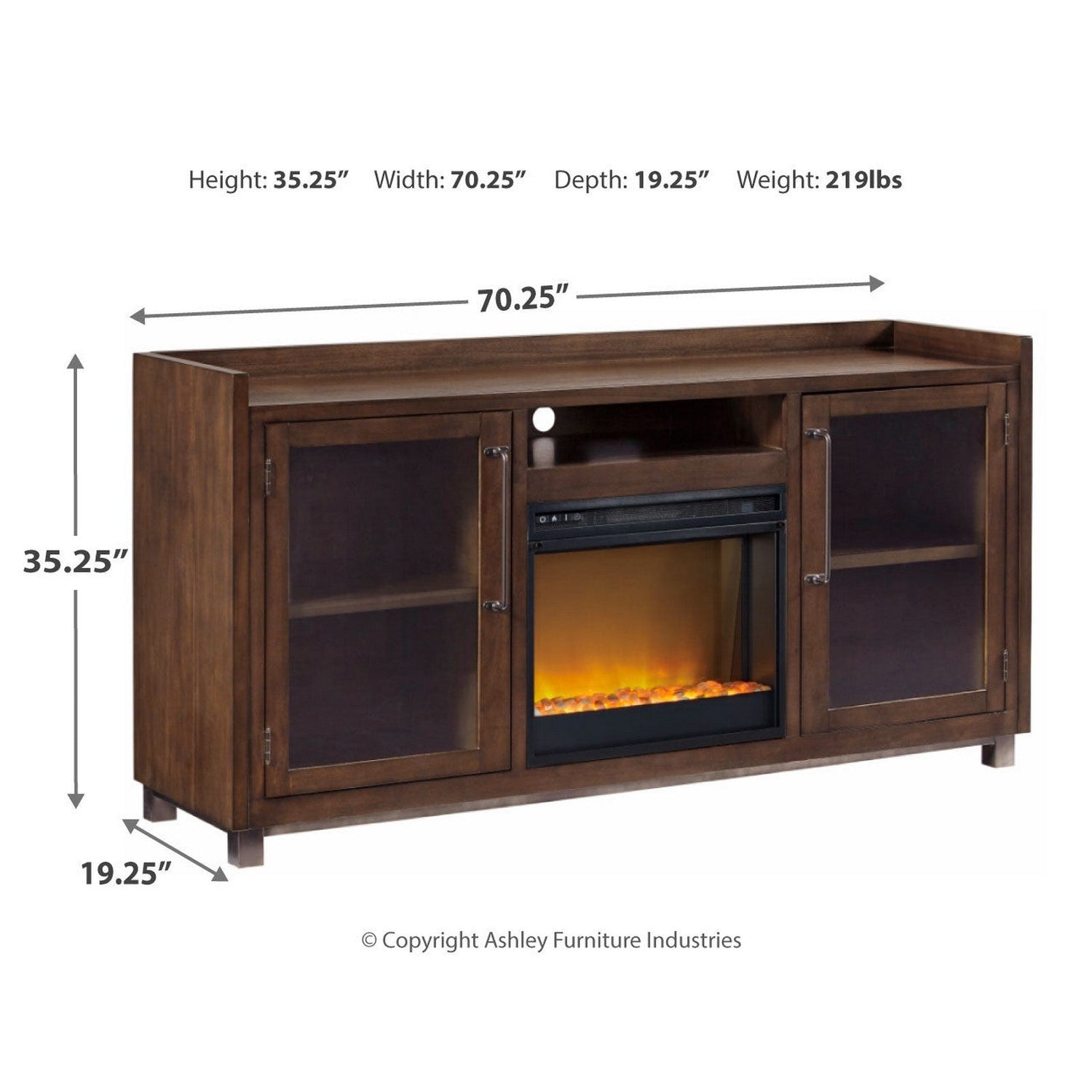 Starmore 70&quot; TV Stand with Electric Fireplace Ash-W633W4