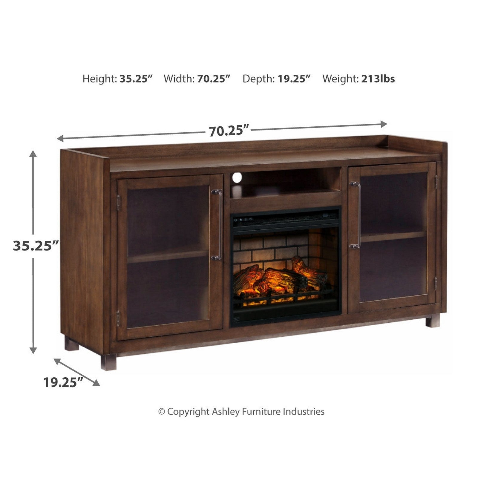 Starmore 70&quot; TV Stand with Electric Fireplace Ash-W633W5